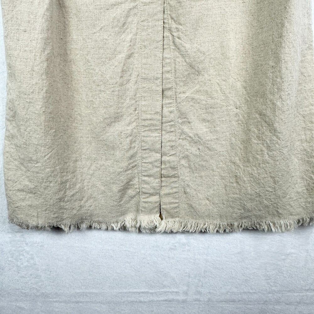 Vintage Rhythm Linen Blend Midi Shirt Dress Size 10 Petite Tie Waist Coastal - Picture 5 of 7